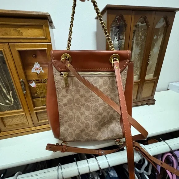 Coach Signature Canvas and Leather Backpack - Brown - Picture 2 of 7